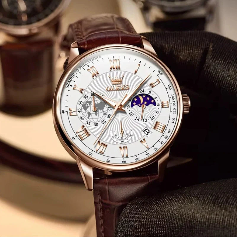 Moon Phase White Dial – Elegant Watch